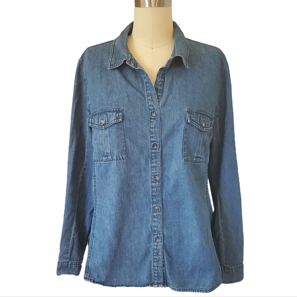 Appleseed's Tops Appleseeds Denim Buttondown Shirt Poshmark